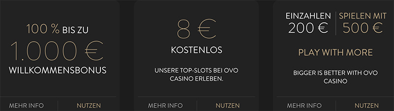 OVO Casino Bonusoffer im Überblick